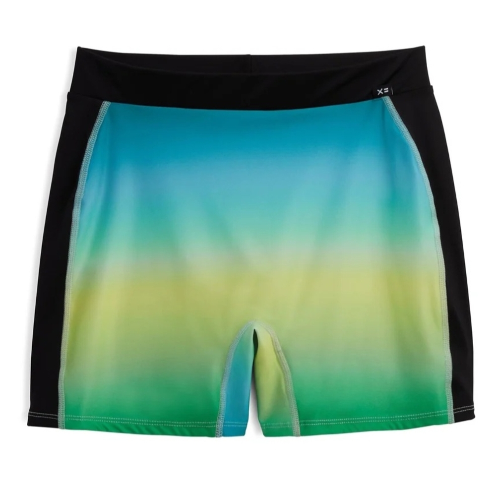 TomboyX Black and Gradient Blue Green 4.5in Athletic Swim Shorts